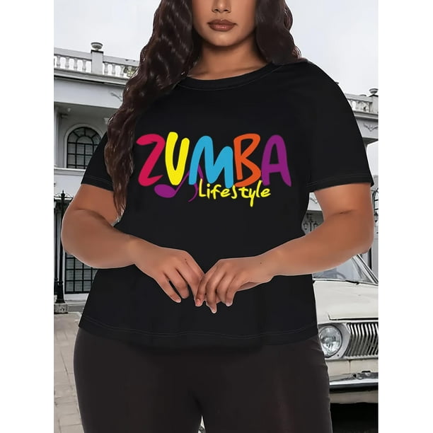 Women's Breathable Fitness Tee Top, Art Letter Print Stretchy Round Neck Short Sleeve Casual Sports Camisetas para mujer, lindas camisetas con estampado gráfico, de manga corta, estilo casual, para ve