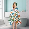 thumbnail image 6 of White Colorful Dinosaurs Jungle Pattern Hooded Bath Towel，50"x30" for Ages 3 To 12 Kids, Quick Dry Lightweight Soft Microfiber Hood Beach Towel Cover Up for Kids, 6 of 7