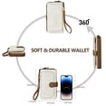 thumbnail image 4 of Cartera TFKGS de piel con bloqueo RFID de gran capacidad para mujer, color beige, 4 of 9
