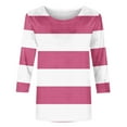 thumbnail image 2 of Jalioing Women's 3/4 Sleeve Striped Tops Fashion Casual Crew Neck Shirts Trendy Basic Pullover Tees Clothes, 2 of 5