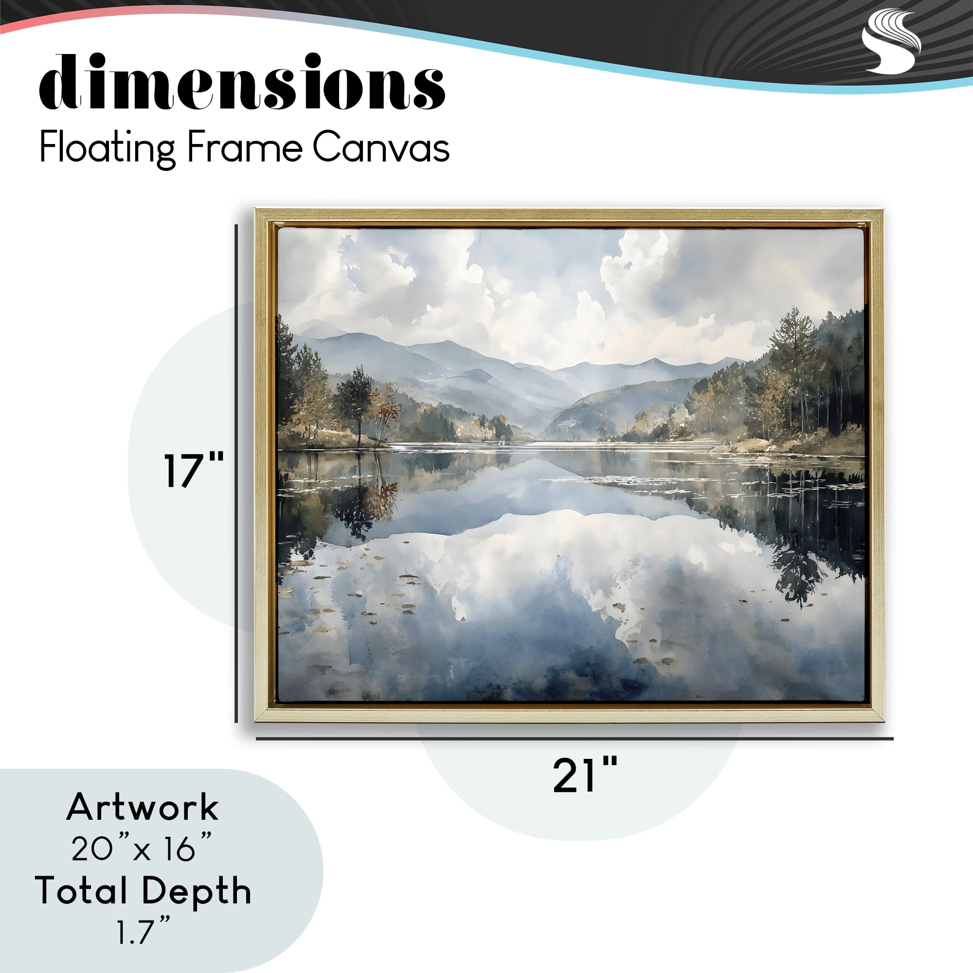 Stupell Industries Nature's Reflection on Mountain Lake Gold Framed Floater Canvas Wall Art, design by Franklyn Gregory