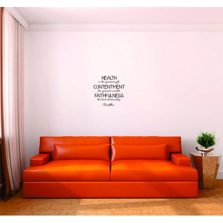 Do It Yourself Wall Decal Sticker Health Is The Greatest Gift, Contentment The Greatest Wealth, Faithfulness The Best Relationship. Buddha