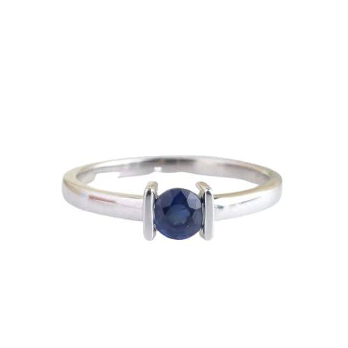 HeartsAndYou 0.5ct Natural Blue Sapphire Tension Set Solitaire Ring 100% 14k SOLID White Gold
