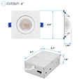 thumbnail image 5 of LUXRITE 4 In. Square Floating Gimbal LED Recessed Light, 360 Rotation & 90 Tilt, 5CCT, 10W, 1000LM, Dimmable IC Rated, 5 of 7