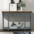 thumbnail image 2 of Aukfa Console Table, 52" Retro Half Moon Sofa Table with 2 Drawers and Shelf for Living Room/Hallway, Antique Grey, 2 of 8