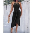 thumbnail image 5 of CHICME Womens Dresses Sleeveless Keyhole Back Hollow Out A Line with Eyelet Embroidery & Side Slit Casual Dresses Black-L, 5 of 9