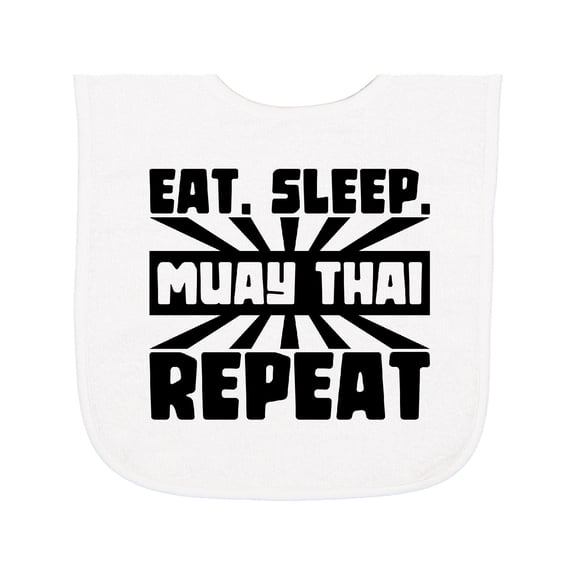 Inktastic Eat, Sleep, Muay Thai, Repeat Baby Terry Cloth Bib