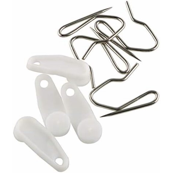 50 Sets White Plastic Traverse Rod Slides Rail Glider and Metal Curtain Hooks Window Curtain Accessories