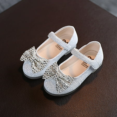 

eczipvz Baby Shoes Princess Flat Shoes Leather Knot Baby Toddler Girls Kids Soft Baby Shoes Toddler Girl Light up Shoes (Silver 10 Little Kid)
