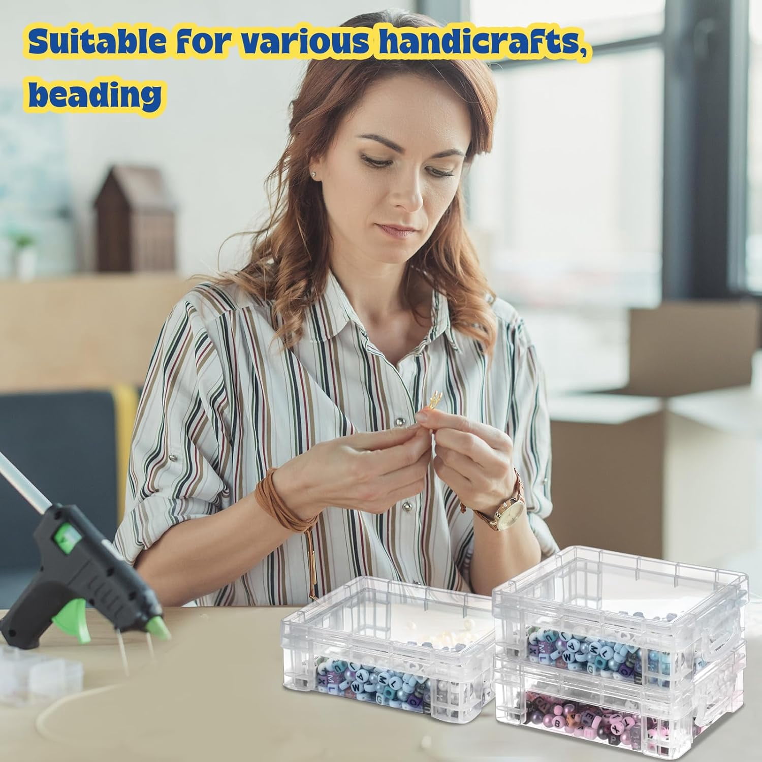 80 Pcs  Plastic Crayon Box Organizer Stackable Storage Container for School Art Supplies