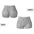 thumbnail image 5 of Haiem GlitterSilver No Front Seam Biker Shorts for Women Yoga Workout Gym Bike Shorts with Tummy Control Moisture-Wicking-Medium, 5 of 9