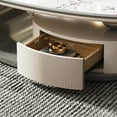 thumbnail image 3 of ENSHUI 55" Modern Oval Stone Coffee Table with Abstract Metal Base and Drawer, Gray, 3 of 16