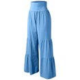 thumbnail image 6 of Outfmvch Wide Leg Pants Woman Casual Capri Baggy Wide Leg Women' S Culottes Drawstring Cotton Baggy Boho Casual High Waisted Linen Pants Women Patchwork Pants Sky Blue S-2XL, 6 of 8