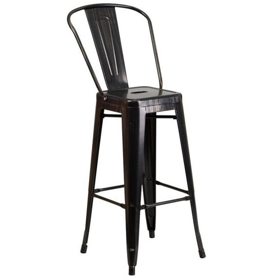 Bowery Hill Contemporary 30" Metal Bar Stool in Black and Antique Gold
