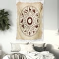 thumbnail image 3 of Zodiac Decor Tapestry, Wheel of Horoscope Icons on Distressed Backdrop Cosmos Occult Print Artwork, Wall Hanging for Bedroom Living Room Dorm Decor, 40W X 60L Inches, Brown Beige, by Ambesonne, 3 of 5