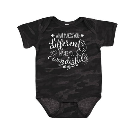 

Inktastic What Makes You Different Makes You Wonderful in White Gift Baby Boy or Baby Girl Bodysuit