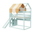 thumbnail image 6 of Harper & Bright Designs Full Size House Bed with Canopy and Slide, Wood Loft Bed with Built-in Bookshelves and Storage Staircase, Light Green, 6 of 9