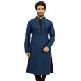 thumbnail image 1 of Atasi Chemise Tunique Décontractée pour Hommes en Coton Bleu Col Mandarin - Petite, 1 of 7