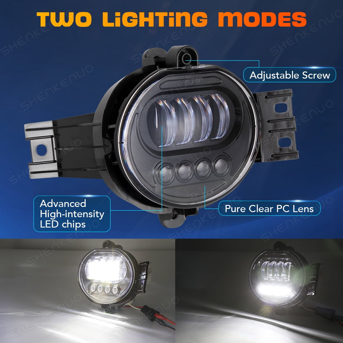LED Fog Lights Lamps Replacement for 2002-2008 Dodge Ram 1500 2003-2009 Ram 2500, 1 Pair Black Dodge Ram Fog Lights