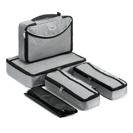 SOHO Designs Travel Orgainzers with Laundry Bag 5 Pcs Set - Silver Gray *Buy Direct From The Manufacturer with Best Price ! (Best Packing Cubes Reviews)
