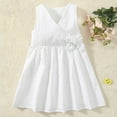 thumbnail image 4 of vdgthytj Toddler Baby Girl Summer Dress Cute V Neck Sleeveless Bow Casual A-Line Beach Party Sundress, 4 of 8