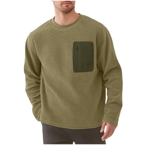 pstuiky manga larga para hombre, Sudadera con cuello redondo, manga larga, color liso, para hombre, cómoda y cálida para el hogar top de hombre l