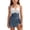 A28 Blue, variant on 2 Piece Teen Girl Skirt Swimsuit Set Ruched Tummy Control V Neck Outfits Crisscross Front Adjustable Strap Tankini Top and Ruffle Skirt Bottom Elegant Summer Beachwear