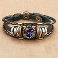 thumbnail image 3 of opvise Alloy Bracelet Punk Style Decorative Vintage Faux Leather Alloy Bracelet for Tourism Memorial, 3 of 8