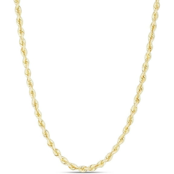 Floreo 14k Yellow Gold 3.7mm Solid Spiral Silk Rope Chain Necklace 24 Inch