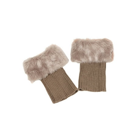 

Nokpsedcb Womens Winter Knitted Boot Cuffs Fur Knit Toppers Boot Socks Legs