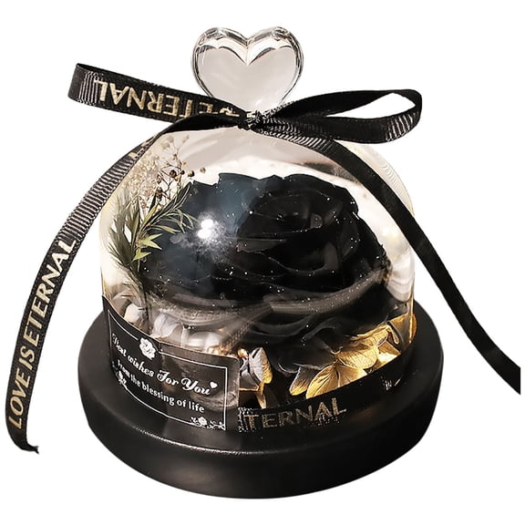 NUOKO Flowers for Delivery,Forever Flowers Rose in Glass Dome,Preserved Roses in Box for Birthday,Anniversary,Valentine's Day Gift Black