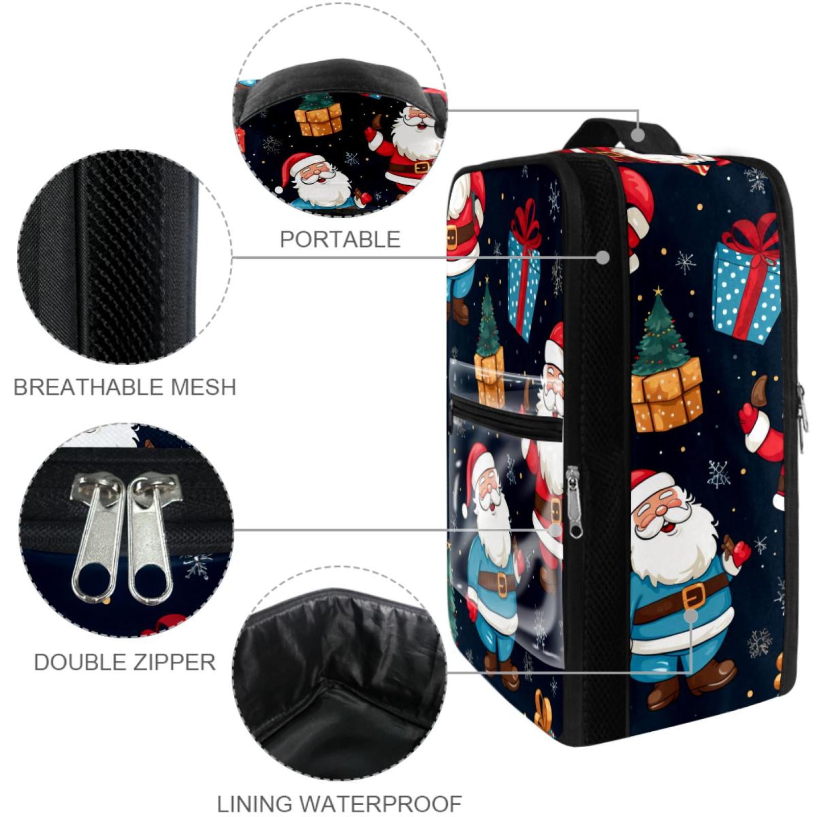 Santa Claus Polyester Shoe Box Organizer, Space-Saving Storage Solution for Shoes, 23x31cm/9x12in