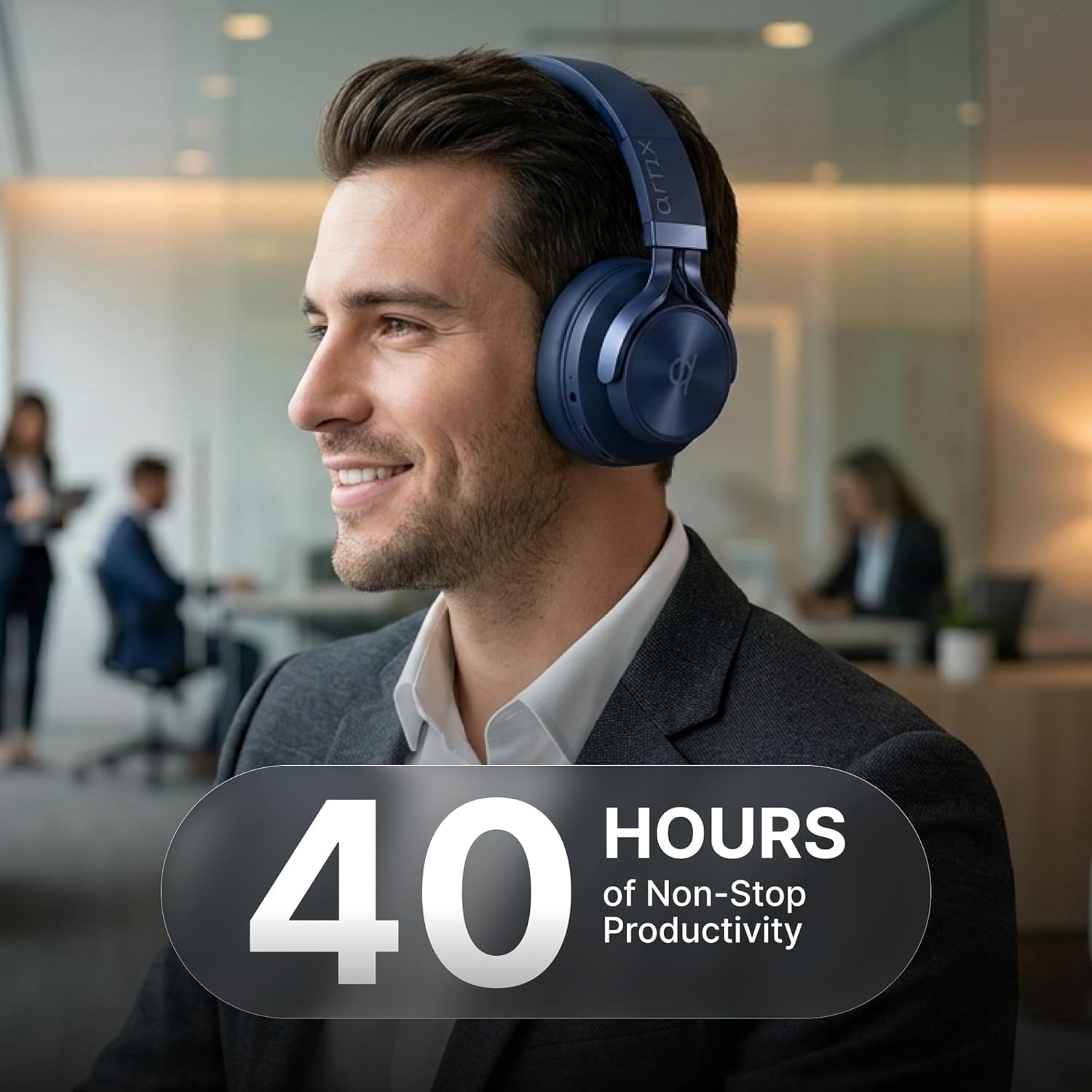 ARTIX CL750 Wireless Headphones Over Ear, 40 Hours Playtime and 3 EQ Music Modes Bluetooth V6.0 Headphones with Microphone, HiFi Stereo Foldable Lightweight Headset, for Home Office Cellphone PC