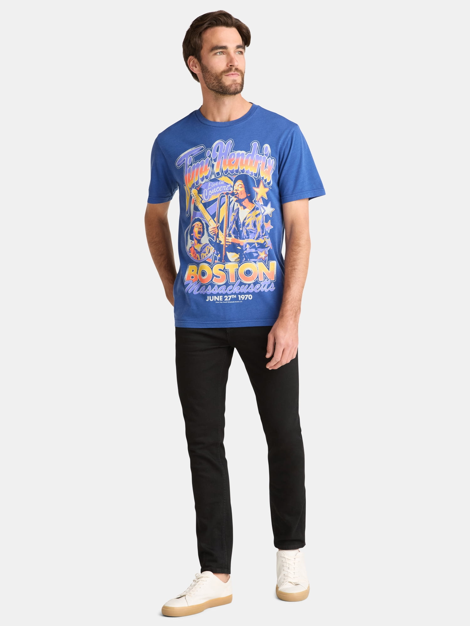 Jimi Hendrix Men's and Big Men's Boston Graphic Tee, Sizes S-3XL
