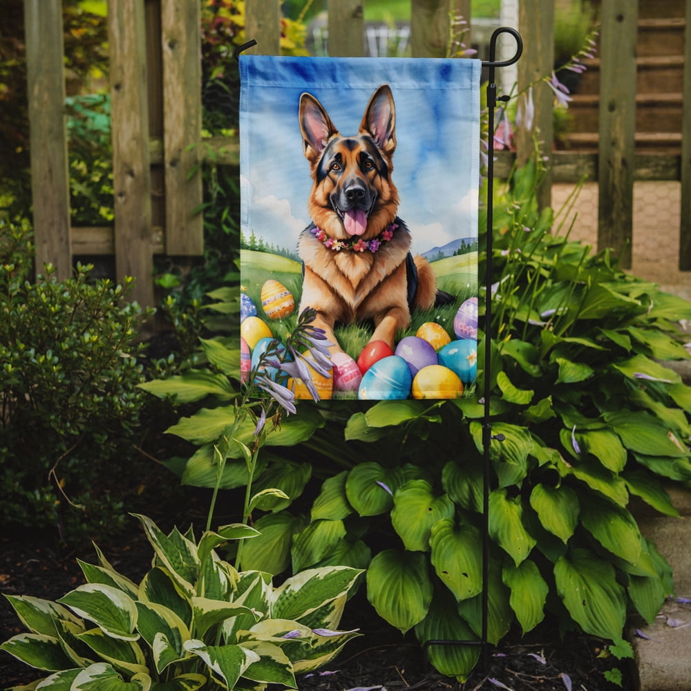 German Shepherd Easter Egg Hunt Garden Flag 11.25 in x 15.5 in