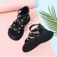 thumbnail image 5 of Toddler Girls Gladiator Sandals with Zipper Lace Up Open Toe Strappy Summer Beach Shoes for Little Big Kids Black 26, 5 of 7