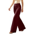 thumbnail image 3 of TANBOM Women's Summer Wide Leg Relaxed Fit Casual Pleated Polyester Pants Red Size M, 3 of 4