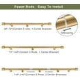 thumbnail image 4 of 1 1/8 Inch Diameter Curtain Rods 36 to 72 Inches(3-6ft), Telescoping Heavy Duty Large Drapery Rod with Adjustable Aluminum Alloy Bracket, Solid End Caps for Windows Patio Decoration, Brushed Gold, 4 of 7