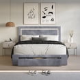 thumbnail image 4 of CraftPorch  Velvet Tufted LED Light Platform Storage Bed Grey Queen, 4 of 5