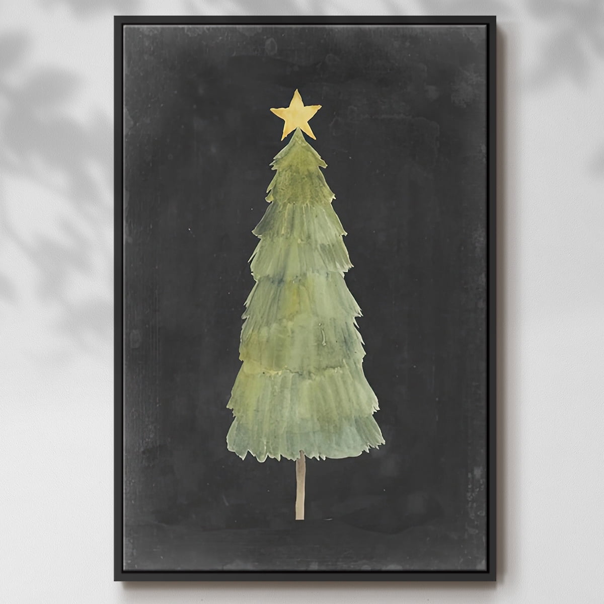 Christmas Glow Collection F - Framed Gallery Wrapped Holiday Canvas - 25 x 37 - Black Frame
