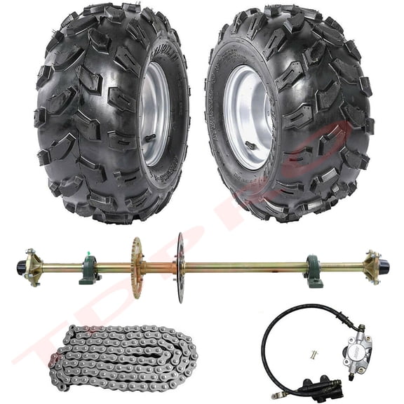 44" ATV Go Kart Rear Live Axle Kit Brake Assembly   18X9.50-8" Wheels Tire 4 Stud Wheel Hubs 530 Sprocket DIY Parts Golf Cart Quad Buggy 4 Wheelers Drift Trike Lawn Mower