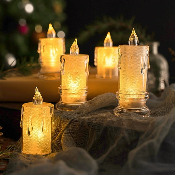 2PC Electronic Candle LED Candles,Flameless Christmas Candles,Christmas Flameless Candles,Battery Operated Pillar Fake Candles,Artificiales Decoracion For Wedding Fall Christmas Decorations
