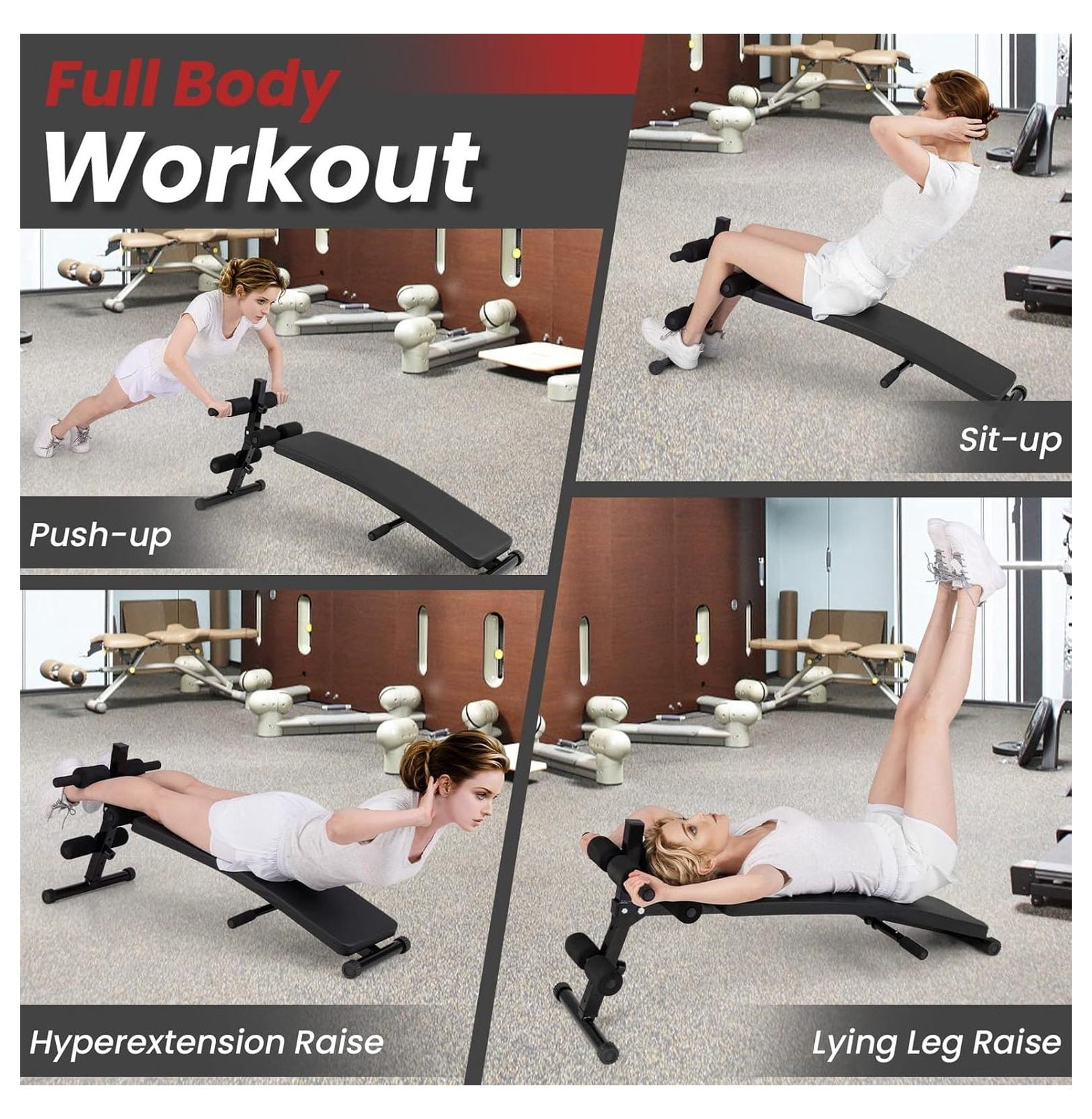 Sit Up Bench, Decline Sit up Bench with 5-level Adjustable Height, 300lbs Capacity & Anti-slip Foot Pads, Foldable Ab Bench for Full Body Workout, Incline Slant Bench for Home Gym