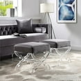 thumbnail image 2 of Posh Living Brayden Velvet Upholstered Ottoman with Acrylic X-Legs in Gray, 2 of 8