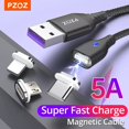 thumbnail image 2 of Cable magnético PZOZ 5A tipo C, Cable Micro USB de carga súper rápida, cargador magnético USB C para iPhone, Huawei, Xiaomi, Cable de teléfono Tan Jianjun unisex, 2 of 2