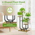 thumbnail image 4 of 4 Tier Plant Stand Indoor, Corner Tiered Multiple Flower Holder Shelf with Wooden Trays, Orchid Display Metal Rack for  Porch Living Room Balcony Outdoor, Modern Black & Rustic Brown, 4 of 6