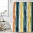 thumbnail image 6 of Turquoise Yellow Stripe Shower Curtain Set - 48" x 72" Washable Bathtub Curtain with 12 Hooks, Abstract Orange Teal Green Waterproof Fabric Stall Shower Curtains for Bathroom/Bathtub Décor, 6 of 6