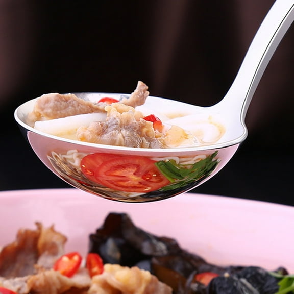 WHAMVOX Stainless Steel Soup Scoop with Long Handle for Kitchen Use Silver Color 7.87 Inches