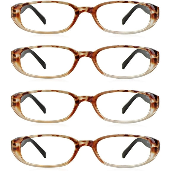4 Pairs Reading Glasses, Blue Light Blocking Glasses, Computer Reading Glasses for Women and Men, Fashion Rectangle Eyewear Frame(4 Brown,  2.75 Magnification)