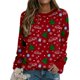thumbnail image 4 of Moda Navidad mujer estampado manga larga cómodo transpirable cuello redondo camisa Tops Pompotops  gfhjh8842, 4 of 6